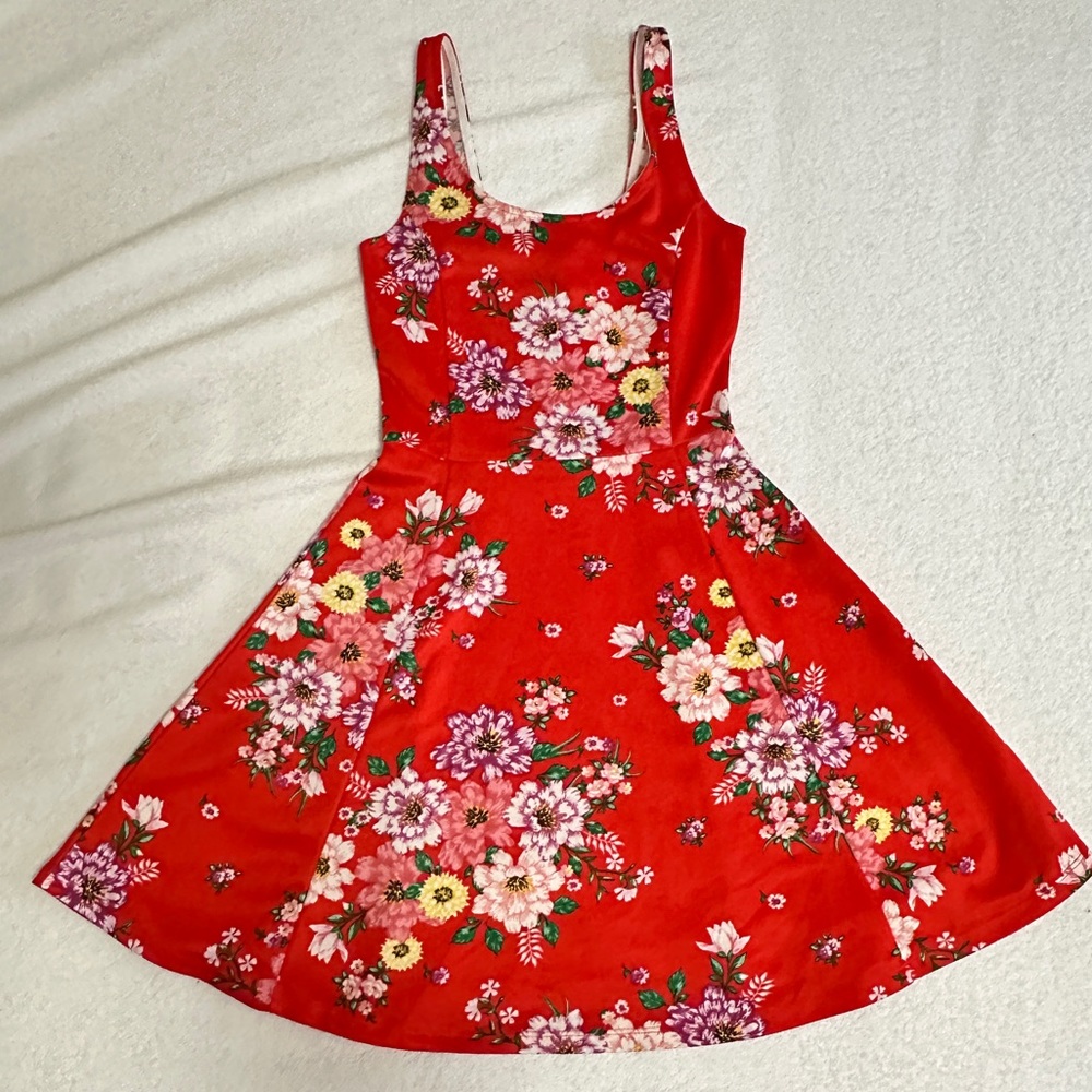 Floral Orange Red Summer Dress | Divided | Size 4